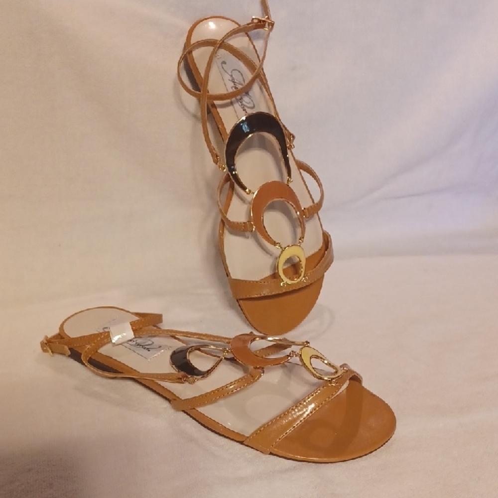 Midnight Velvet Tan Sandals with Gladiator Style Size 9W